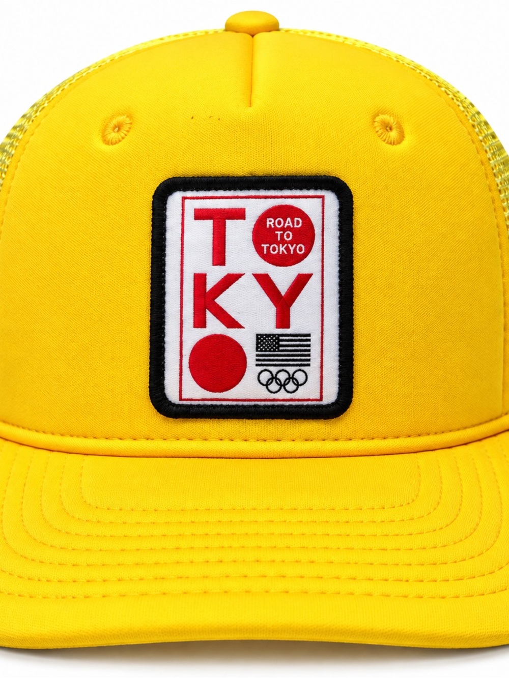 Team USA Road to Tokyo Yellow Trucker Hat Y2K Snapback Cap